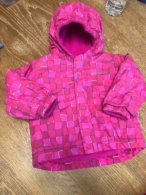 Columbia Kids Bright Pink Patterned Hooded Puffer Jacket